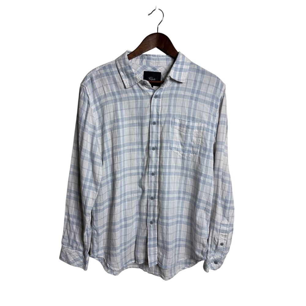 Rails Wyatt Slate Petal Plaid Cotton Button Down Shirt M Coastal Casual